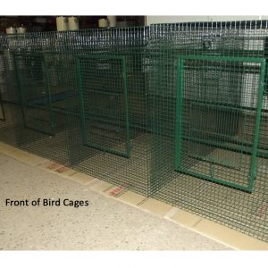 Front of bird cages green powder coated